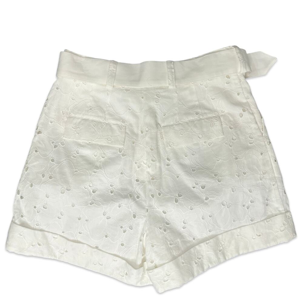Ted Baker White Suzet Tailored Belted High Waist Eyelet Shorts Size 6 NEW no Tag - Picture 7 of 10